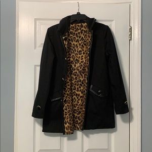 Jones New York Reversible Black and Leopard Jacket